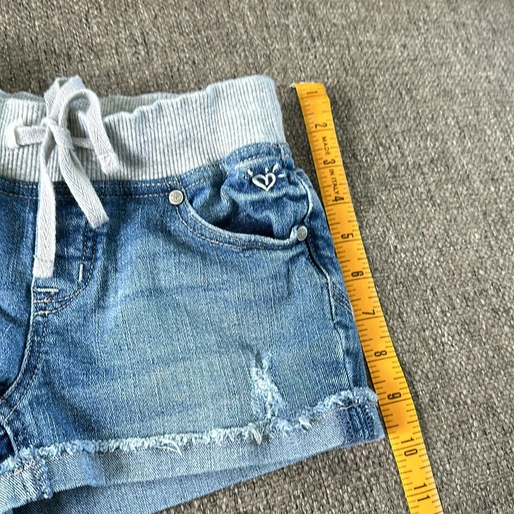 Justice Blue Denim Look Girls' Shorts with Heather Gray Waistband